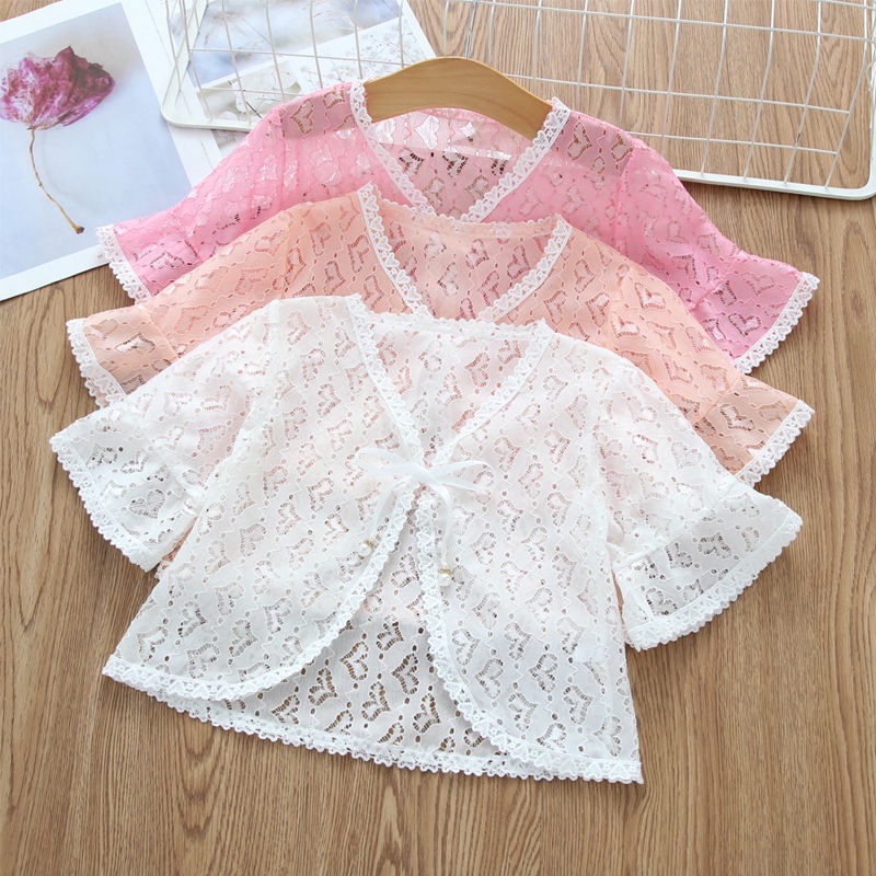 Áo Khoác Ren Mỏng Tay Dài Thời Trang Dành Cho Bé Gái