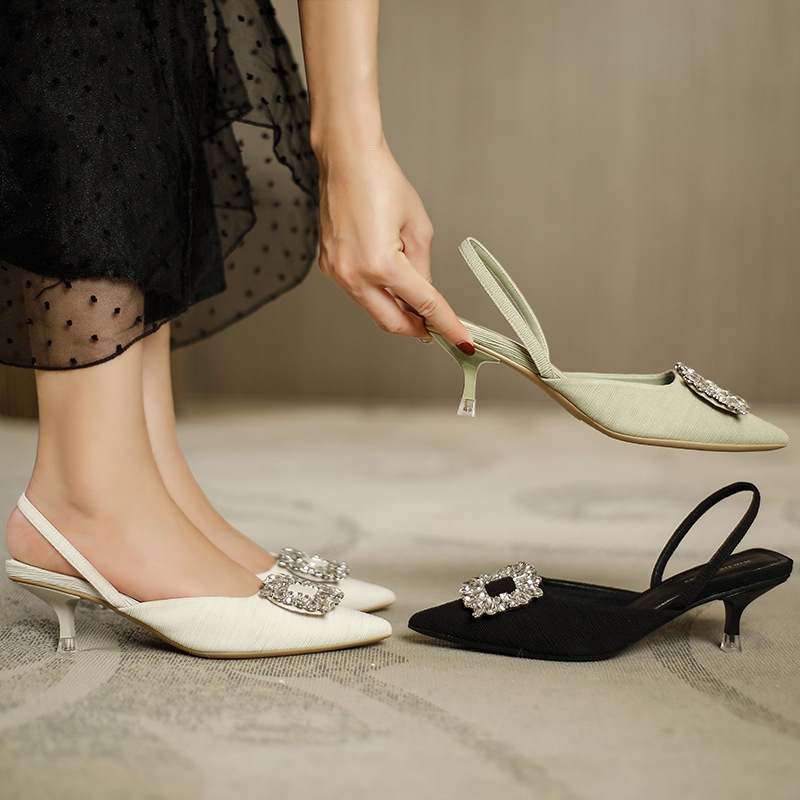 Giày Cao Gót Mũi Nhọn Đính Đá Phong Cách Pháp Thời Trang Mùa Hè Hàng Mới 2022 Dành Cho Bạn Nữ