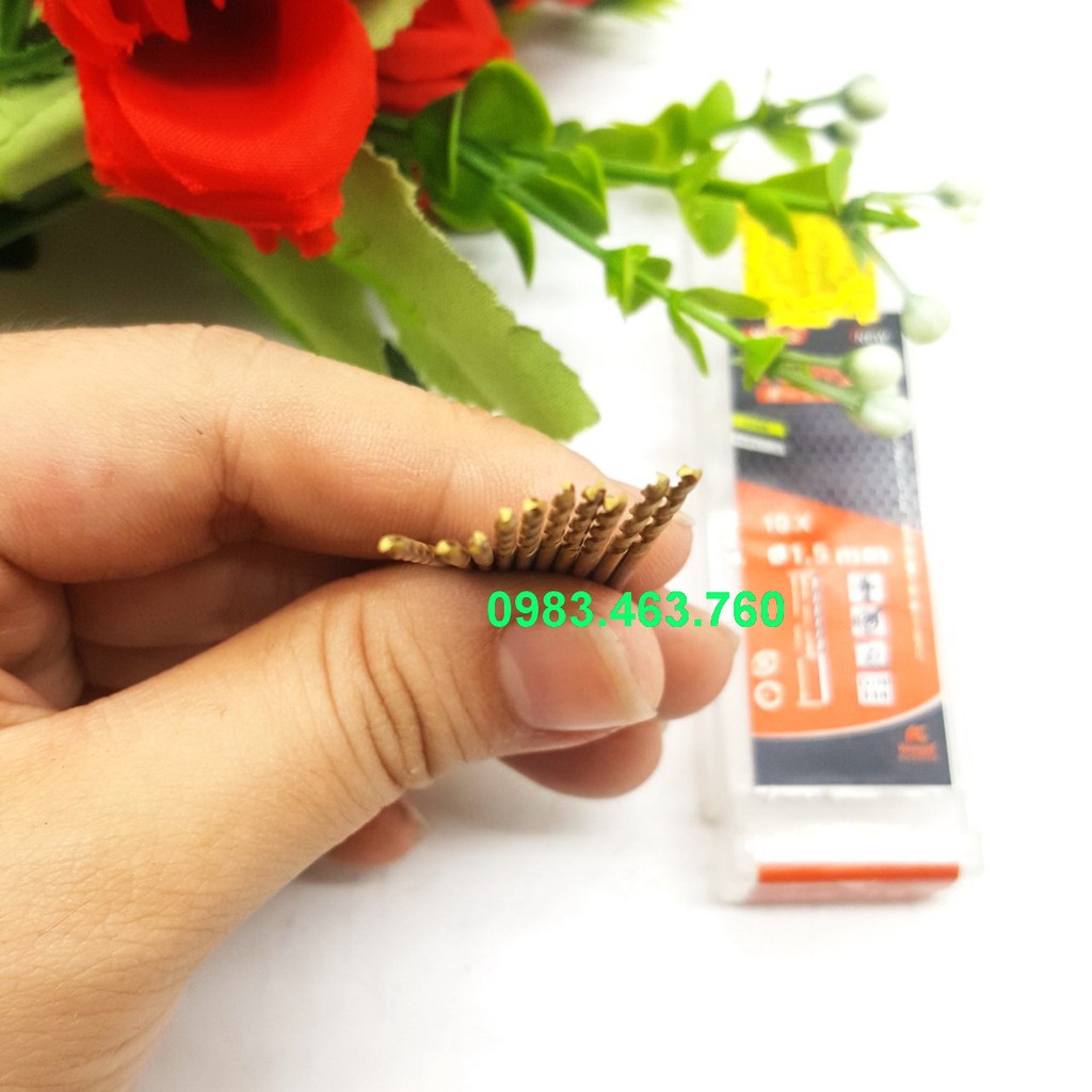 BỘ 10 MŨI KHOAN SẮT  INOX KAPUSI VÀNG 1, 5LY CAO CẤP