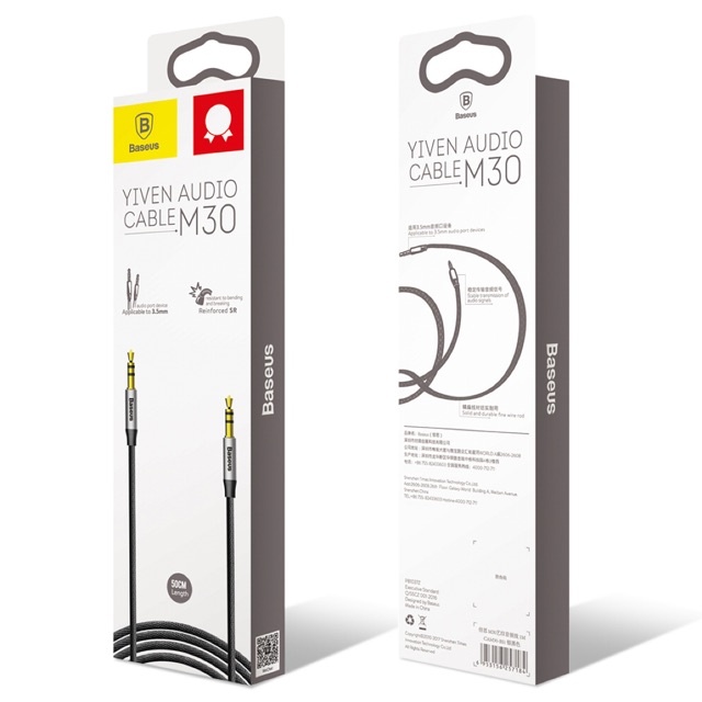 Cáp Baseus Yiven Audio Cable M30 (Đỏ/Đen – 1m)