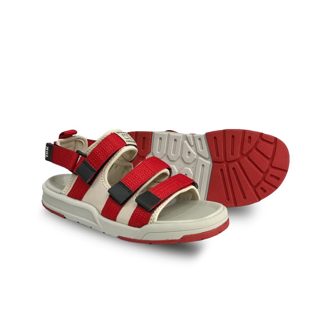 Giày sandal unisex nam nữ 3 quai ngang vải dù có quai hậu tháo rời hiệu MOL mang đi học du lịch MS1802B2