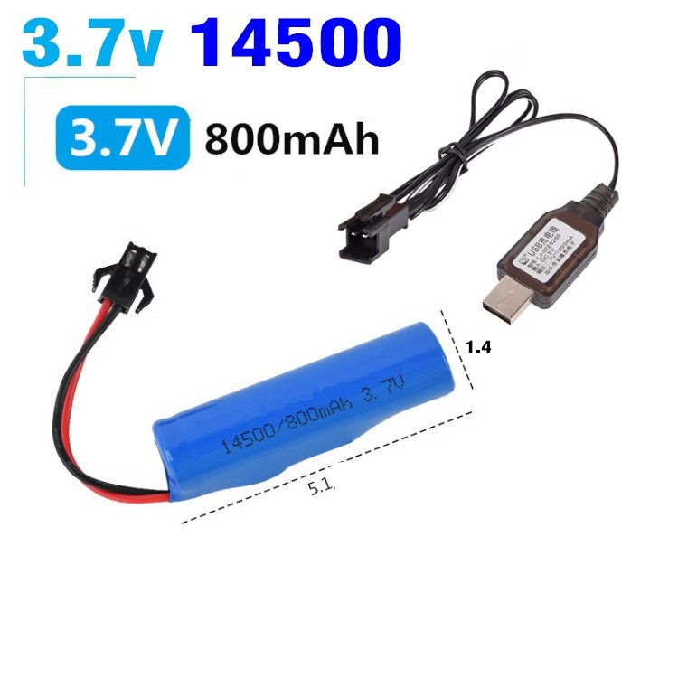 Pin 14500 3.7v 800mah xe điều khiển từ xa pin sạc loại tròn cổng SM