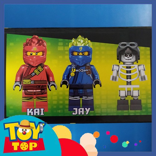 Đồ chơi lắp ráp xếp hình ninjago rồng lửa sét - rồng 2 đầu Ninja go chiến đấu Kai, Jay, người xương xếp hình MG121