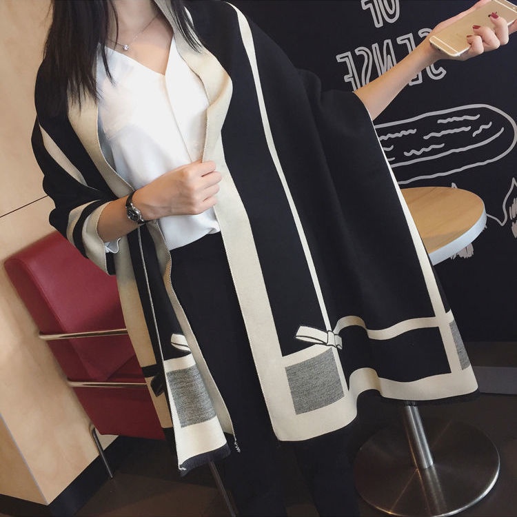 Khăn Choàng Cổ Hai Mặt 190 * 65CM Bằng Lông Cashmere Nhân Tạo Dày Dặn Ấm Áp Đa Năng