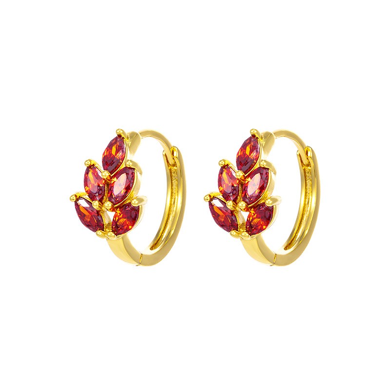 Khuyên tai nữ lá đỏ nữ sành điệu mạ vàng H041 H042 bảo hành 6 tháng ko đen gỉ