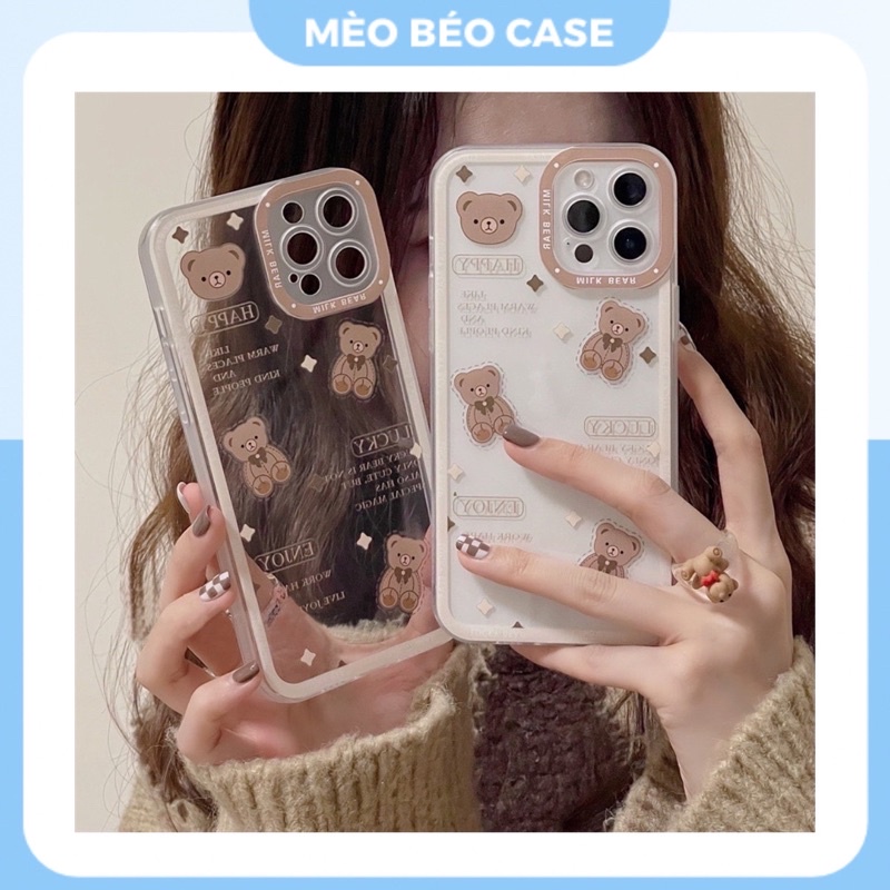 (SIÊU RẺ) Ốp lưng iphone gấu milk be viền trắng nâu cam 7plus/8/8plus/x/xr/xs/11/12/13/pro/max/plus/promax