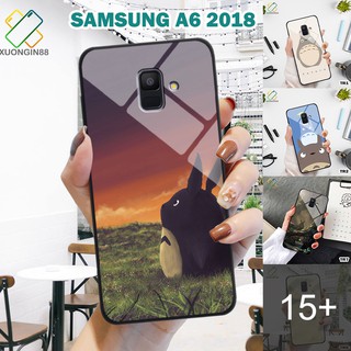 Ốp lưng Kính Samsung A6 2018 in 3D chủ đề Totoro