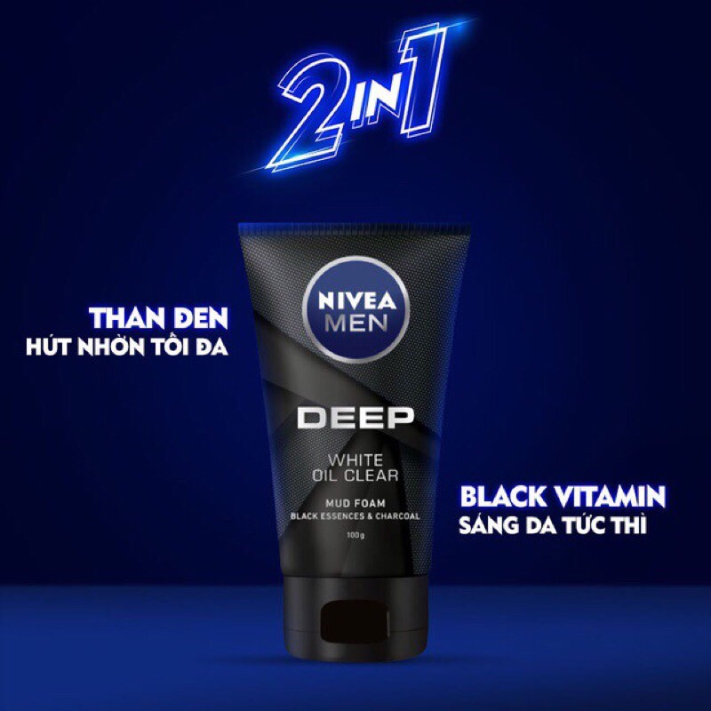 SỮA RỬA MẶT NIVEA MEN DEEP WHITE OIL CLEAR 100g