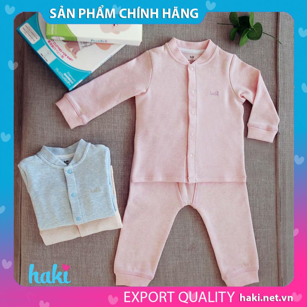 Bộ quần áo dài cài giữa bo cổ Melange Cotton BC004, set thu đông cho bé trai bé gái Haki