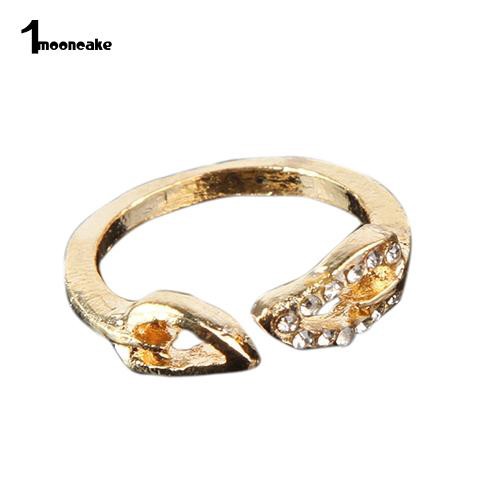 Nhẫn 2 chiếc lá đính đá mặt trăng thời trang cho nữ