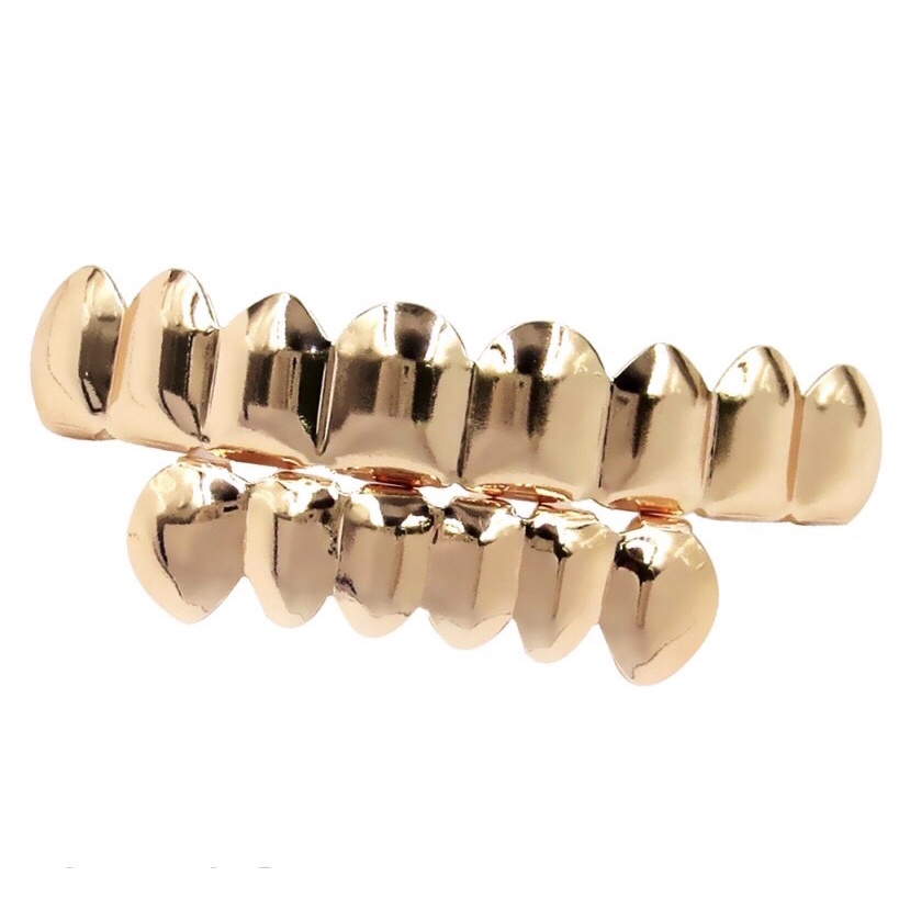 Hai hàm trang sức răng grillz trơn vàng bạc hiphop