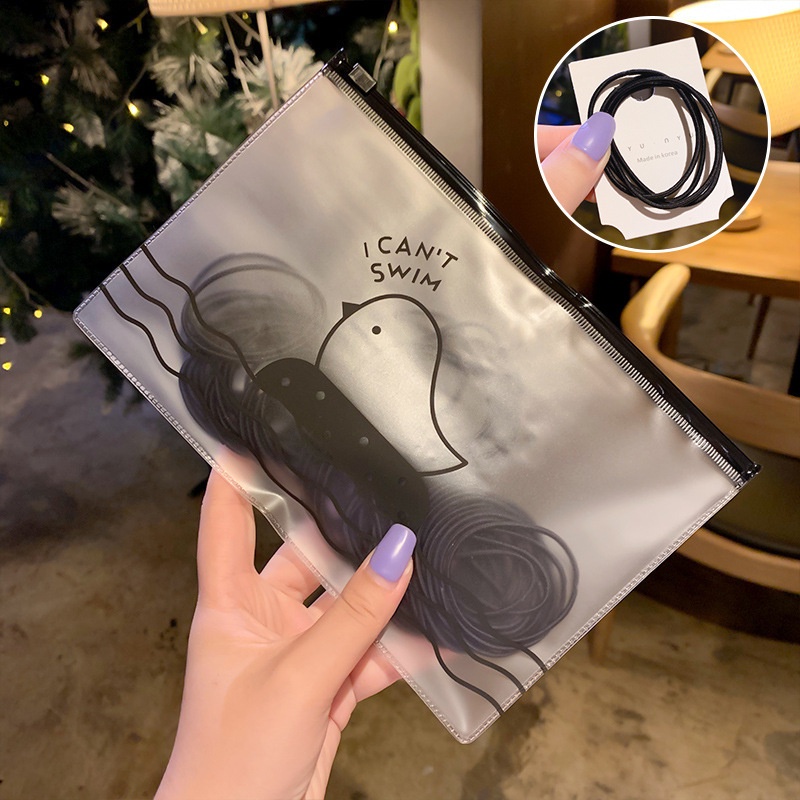 Set 100 dây thun cột tóc cho nữ 5 màu kèm túi zip, sợi dai buộc chắc bền BonLonTon