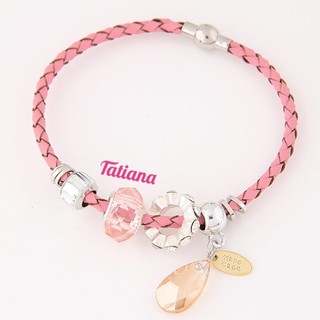 Vòng Tay Charm Da Đính Phụ Kiện - Tatiana - VD2234 (Hồng)