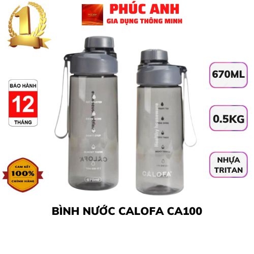 Bình nước thể thao Calofa CA100, nhựa tritan cao cấp nhập khẩu từ Mỹ, có quai đeo