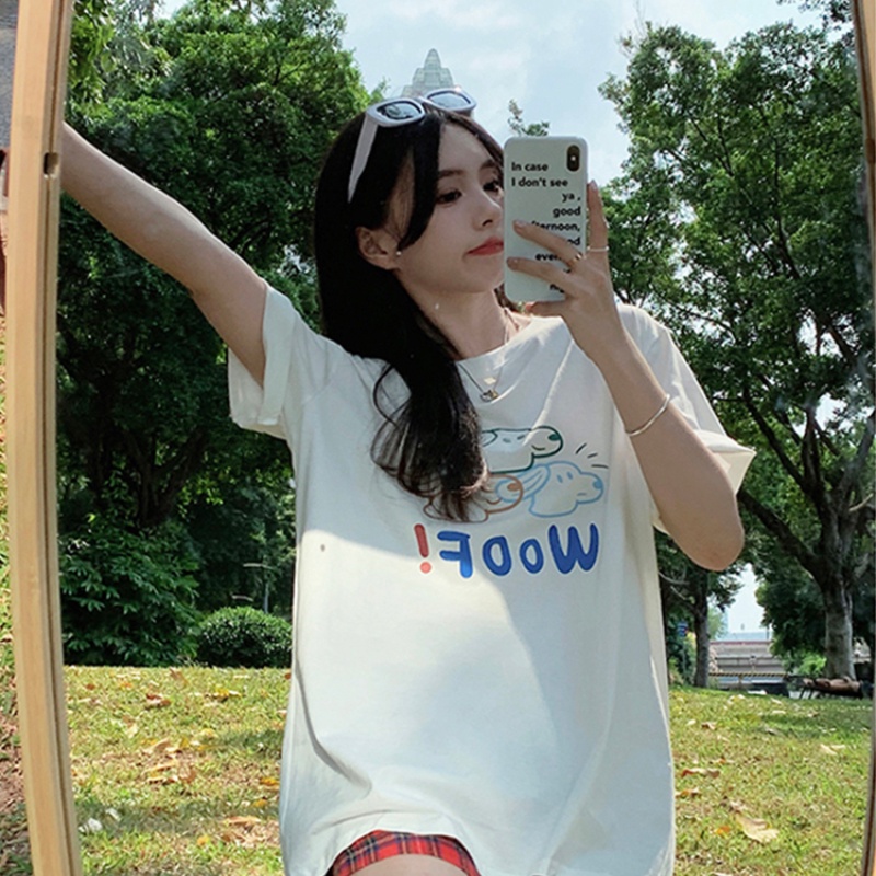 NRVP Áo Thun Nữ Ngắn Tay In Chữ Phong Cách Hàn Quốc