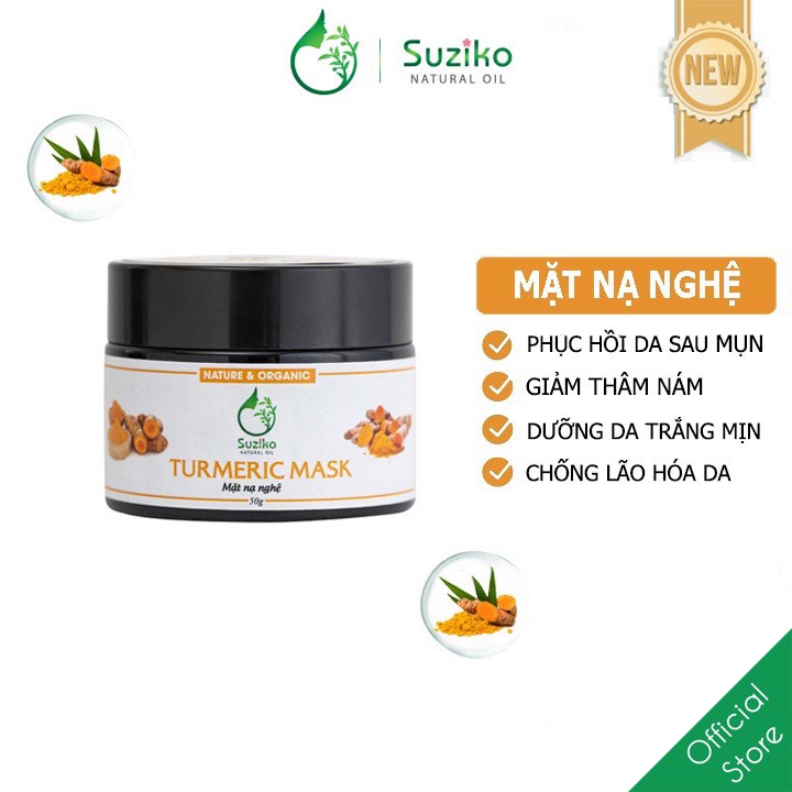 Mặt nạ nghệ tươi thiên nhiên Suziko dưỡng trắng da và mờ thâm 50G