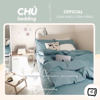 Set chăn ga gối Cotton đũi: xanh mint