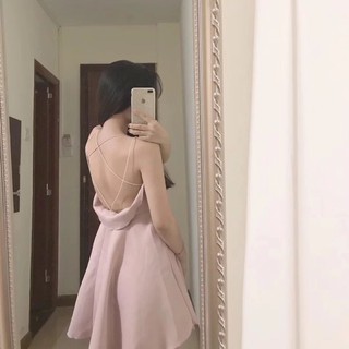 đầm hở lưng dây chéo -V10