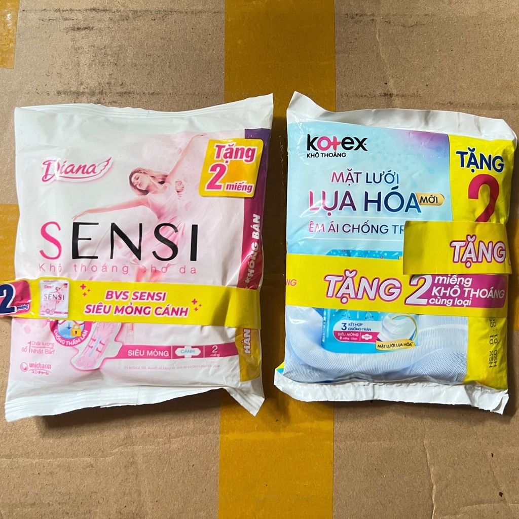 Băng vệ sinh diana, kotex mỏng cánh gói 2 miếng hkm