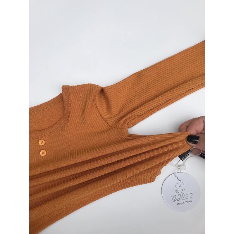 Đồ bộ dài tay len tăm/ thun gân Kwoo hàng loại 1, mềm mịn thấm hút mồ hôi cho bé