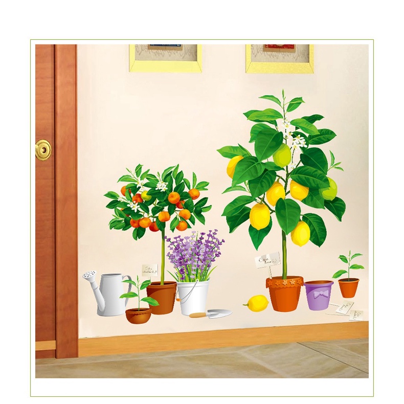 Tranh decal dán tường LỌ HOA với những bông hoa khoe sắc trang trí phòng bếp, cửa hàng - Decal dán tường