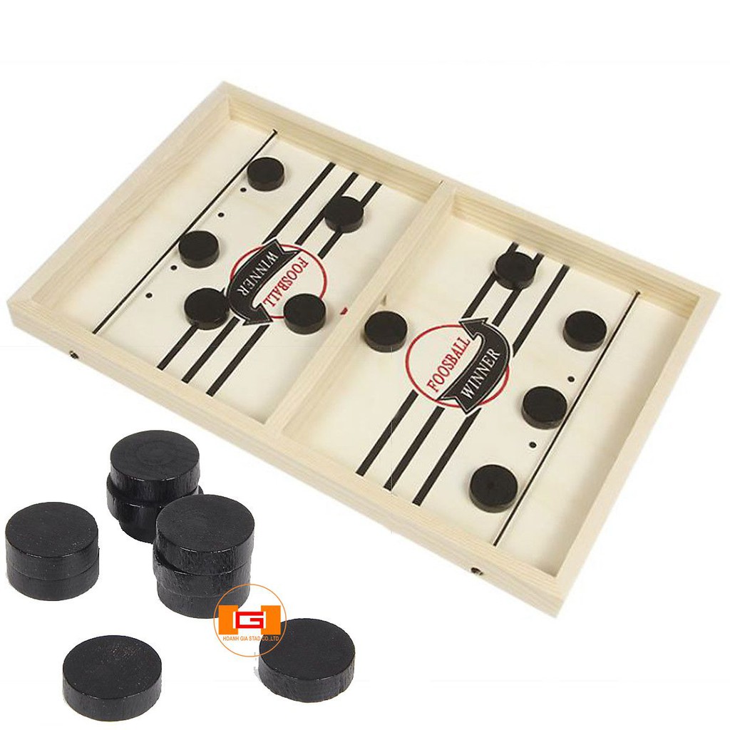 Bộ Cờ Búng Bàn Đấu Ice Hockey Bằng Gỗ Foosball Winner, Sling Puck - Bắn Bi Gỗ Xuyên Lỗ