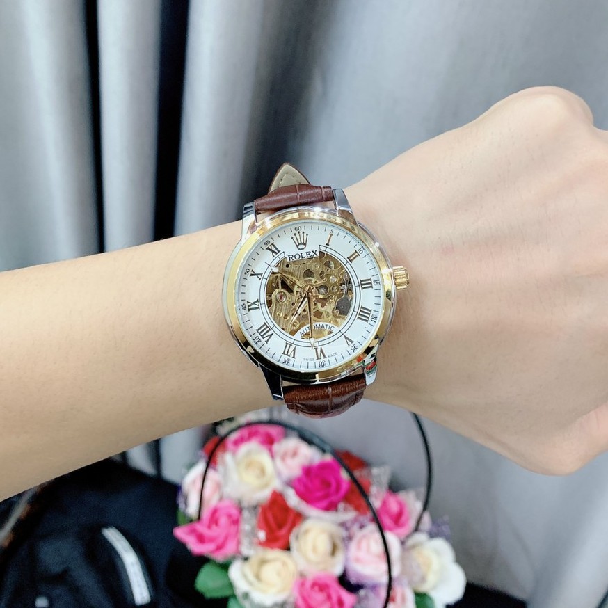 Đồng hồ Nam rolex cơ dây da cao cấp  - Bảo hành 12 tháng MTP-STORE