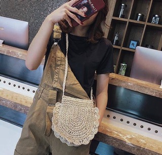 Túi cói mềm viền hoa