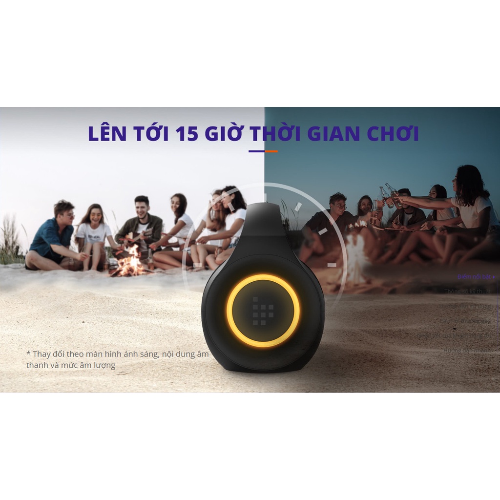 Loa di động Bluetooth 5.3 Tronsmart Bang Mini Công suất 50W, Chống thấm nước IPX6 Ghép nối 2 loa kiêm sạc dự phòng