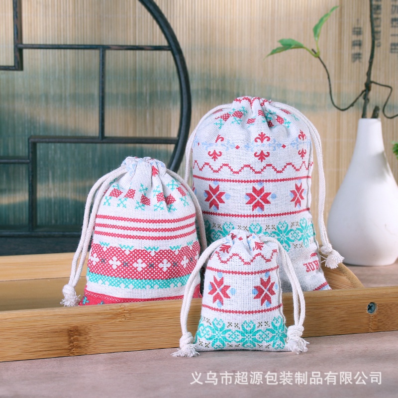 Túi Dây Rút Vải Lanh Nhỏ Xinh Đựng Trang Sức Tiện Dụng