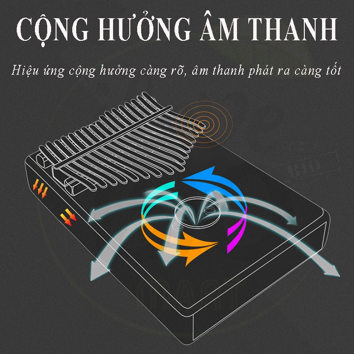 Đàn Kalimba gỗ nguyên khối 17 phím tặng kèm búa chỉnh âm, túi đựng, khăn lau, giấy dán nốt nhạc...