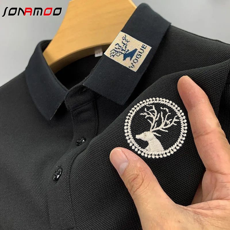 Áo polo Ngắn Tay Form Rộng Thêu Họa Tiết Dành Cho Nam