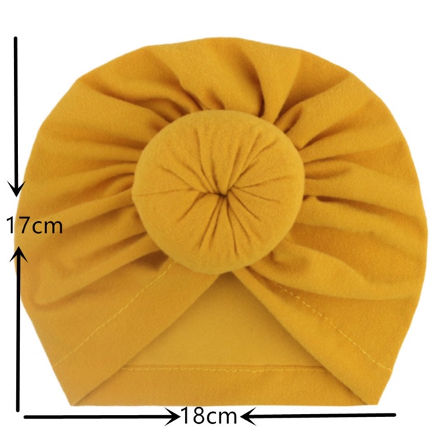 Turban /băng đô cho bé gái dạng mũ có bùi tròn 10 màu