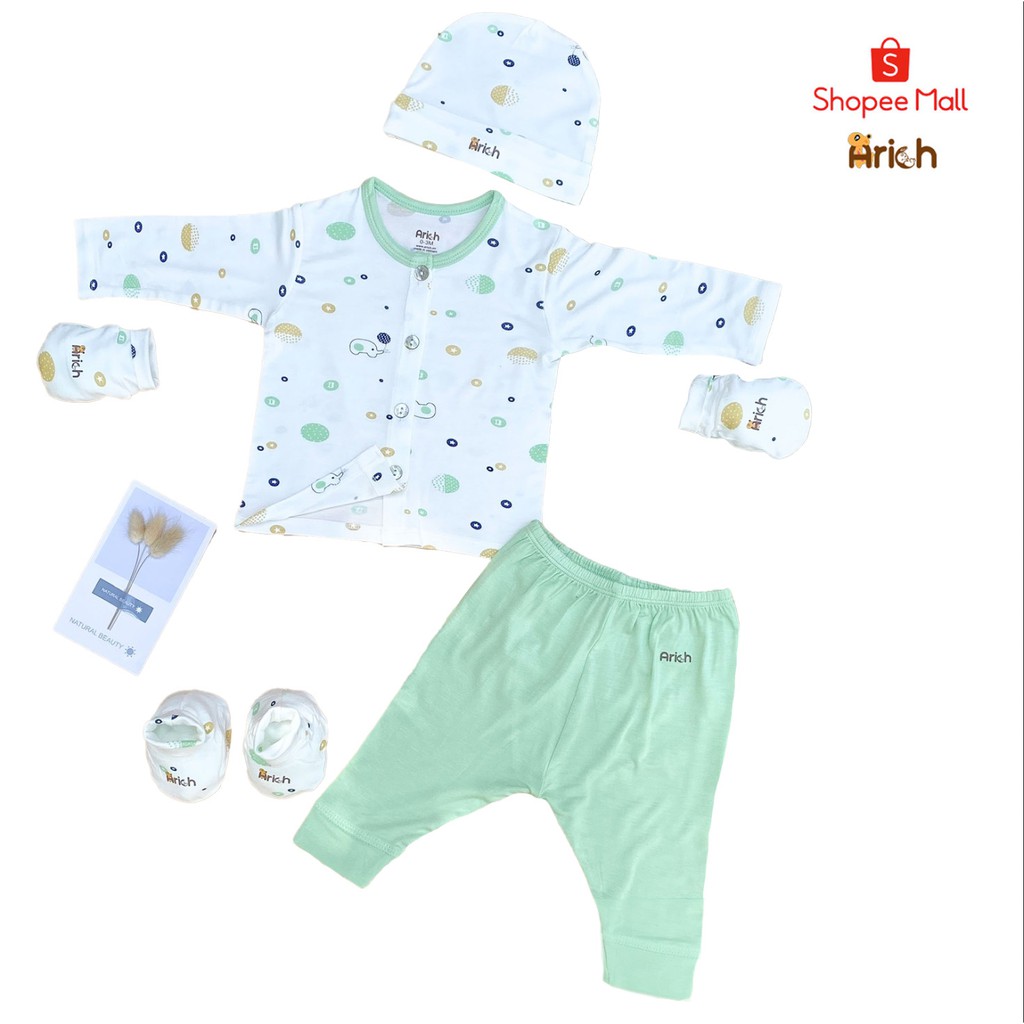 Set sơ sinh Arich 8 món cho bé từ 0-3m