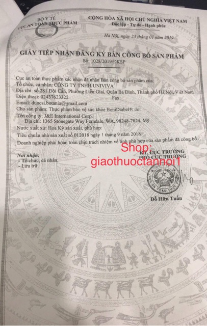 BoniDiabet (hỗ trợ điều trị bệnh tiểu đường ,giảm glucose máu, giảm cholesterol, làm giảm các biến chứng của bệnh tđ)