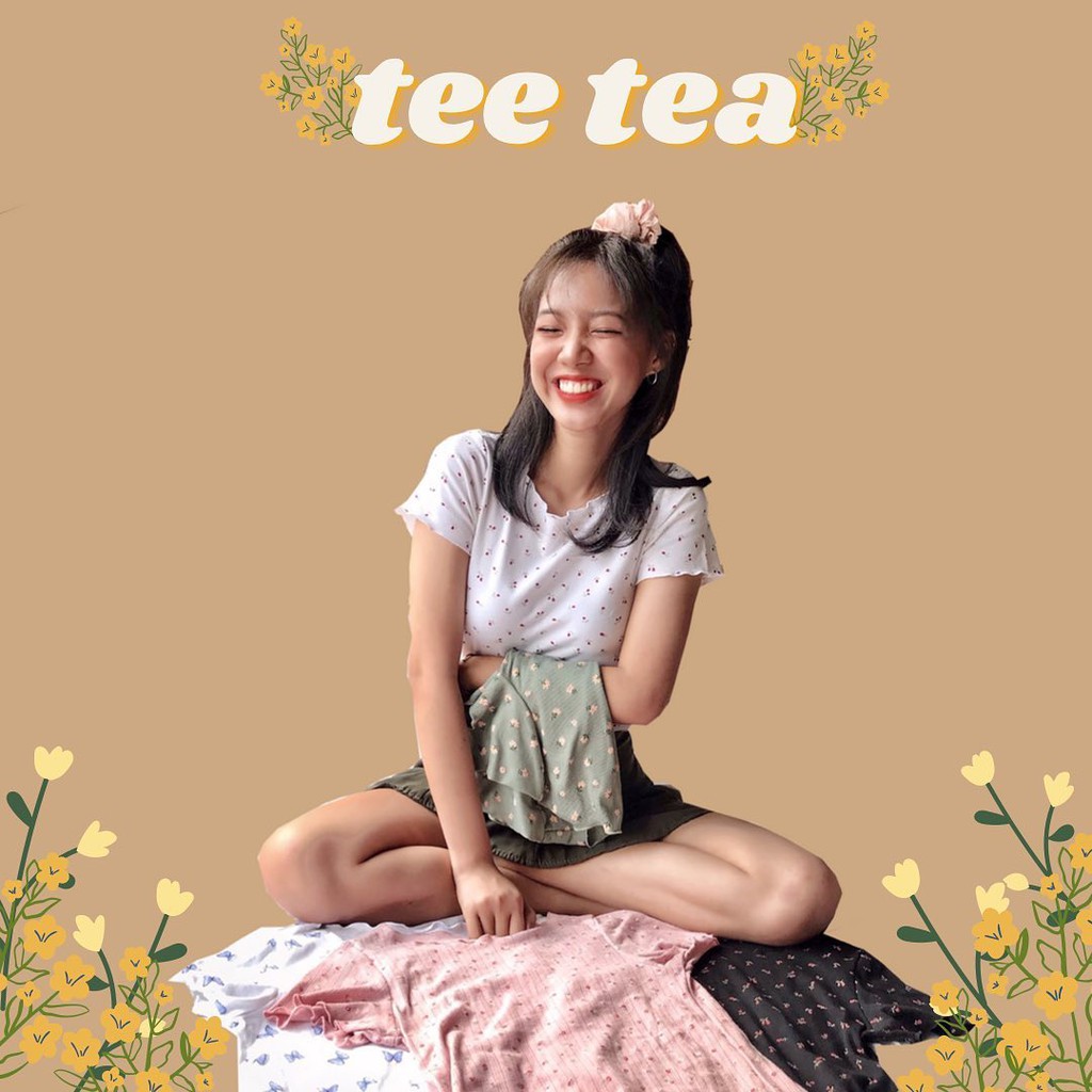 Áo thun cotton hoa nhí