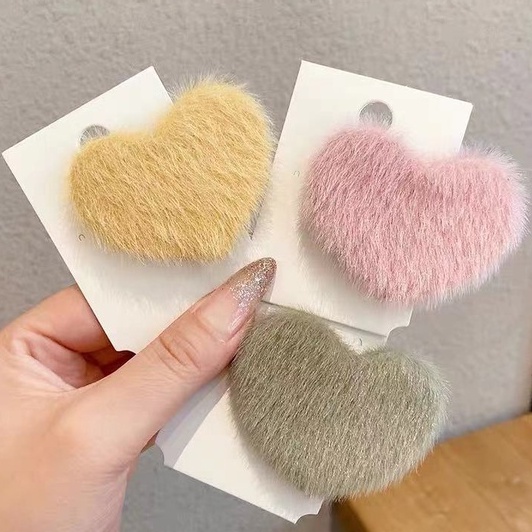 Kẹp Tóc Phối Lông Nhung Dễ Thương Xinh Xắn Phong Cách Thời Trang Hàn Quốc