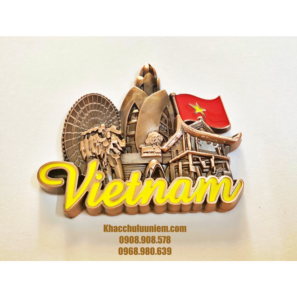 Metal Fridge Magnet nam châm kim loại lưu niệm Việt Nam hít dán tủ lạnh - quà lưu niệm Việt Nam