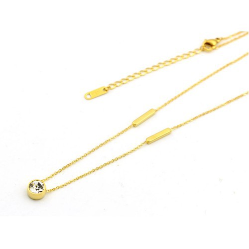 Dây Chuyền Titan Ko Đen Mặt Đá Nhân Tạo Nhỏ Xinh TT 2803