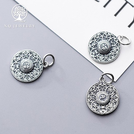 Charm bạc tròn họa tiết treo - NQ Jewelry