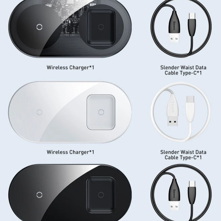 [Chính Hãng - Sẵn] Đế sạc nhanh không dây Baseus Simple 2 in 1 Wireless Charger 15W cho iPhone và Airpods_LV630