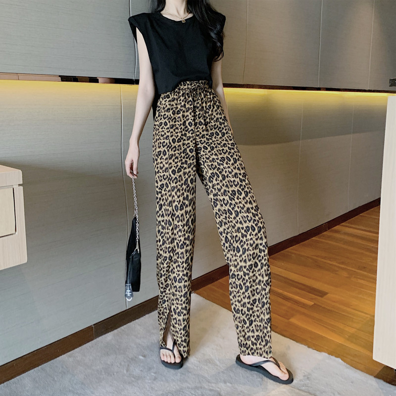 Quần Dài Ống Rộng Họa Tiết Da Báo Thời Trang Cho Nữ