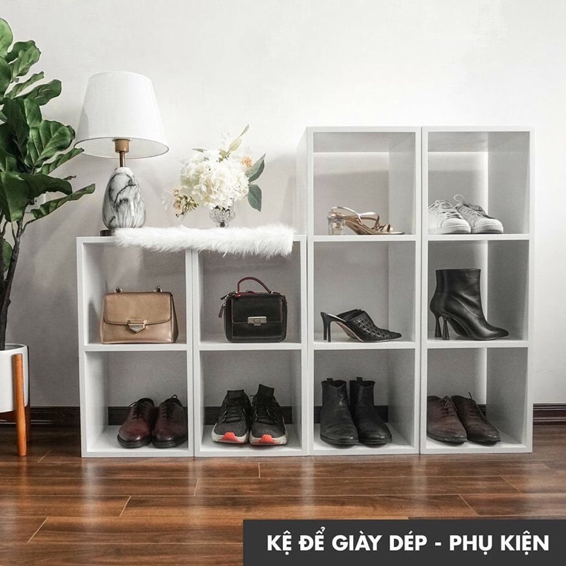Kệ sách để sàn lắp ghép bằng gỗ, hình dáng tổ ong. Lắp ghép đa dạng tiện ích