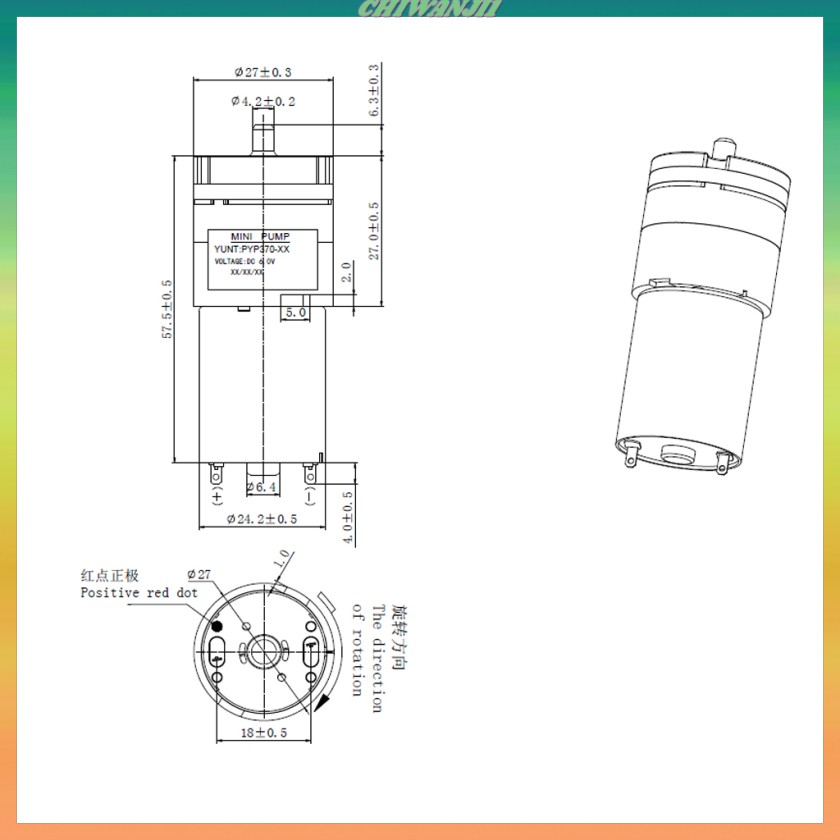 Máy Bơm Khí Oxy Mini Dc 1 Dc 3-6v 370 Motor 420ma