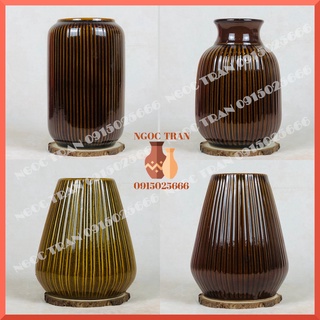 Bình gốm  sứ men nâu-gốm sứ Bát Tràng-tiệm gốm Ngọc Trân