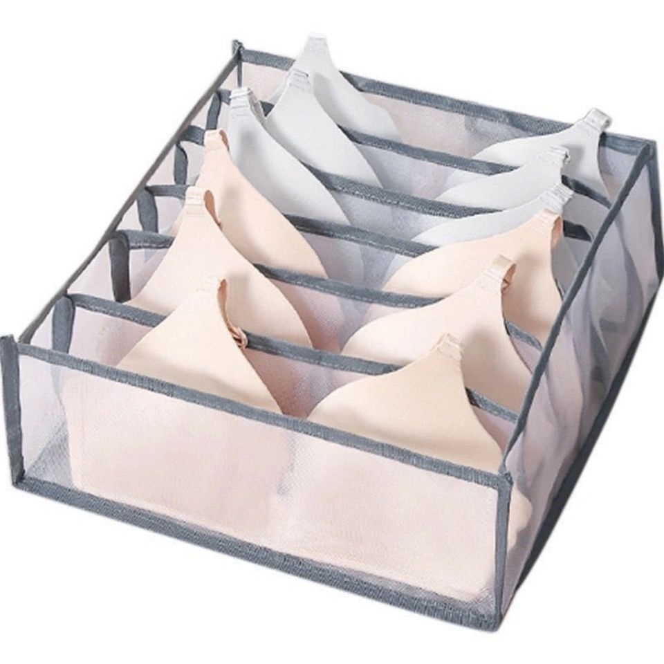 Set 3 hộp đựng đồ lót chia ngăn tủ gấp gọn tiện lợi, khay đựng quần áo tất vớ bằng vải