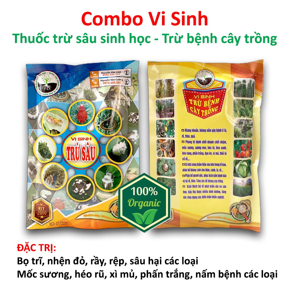 Combo vi sinh TRỪ SÂU - TRỪ NẤM BỆNH hại cây trồng. Khỏi lo nhện đỏ, rầy rệp, bọ trĩ, mốc sương, xì mủ, thối rễ, vàng lá