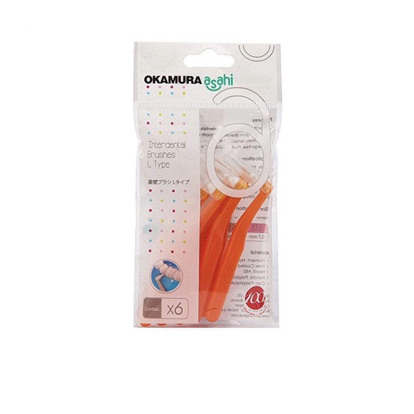 Combo 5 Gói bàn chải kẽ răng Okamura dạng L (6 cây/gói)