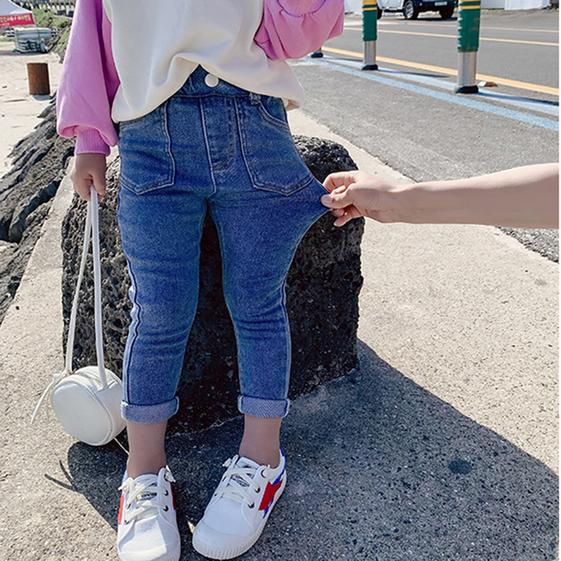 Quần jean bút chì co giãn dễ thương cho bé gái