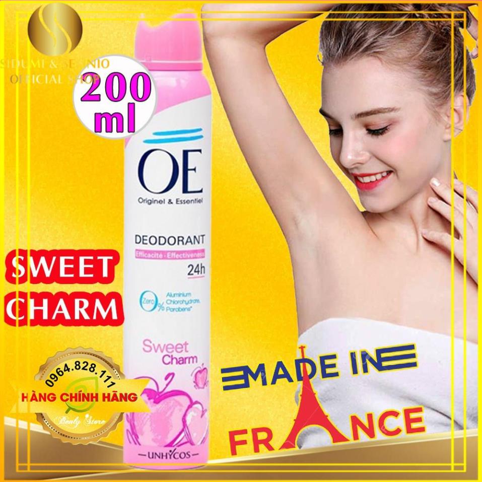 Xịt khử mùi Nữ OE pháp- Màu hồng hương Sweet Charm- Không thâm nách, không vàng áo, thơm lâu